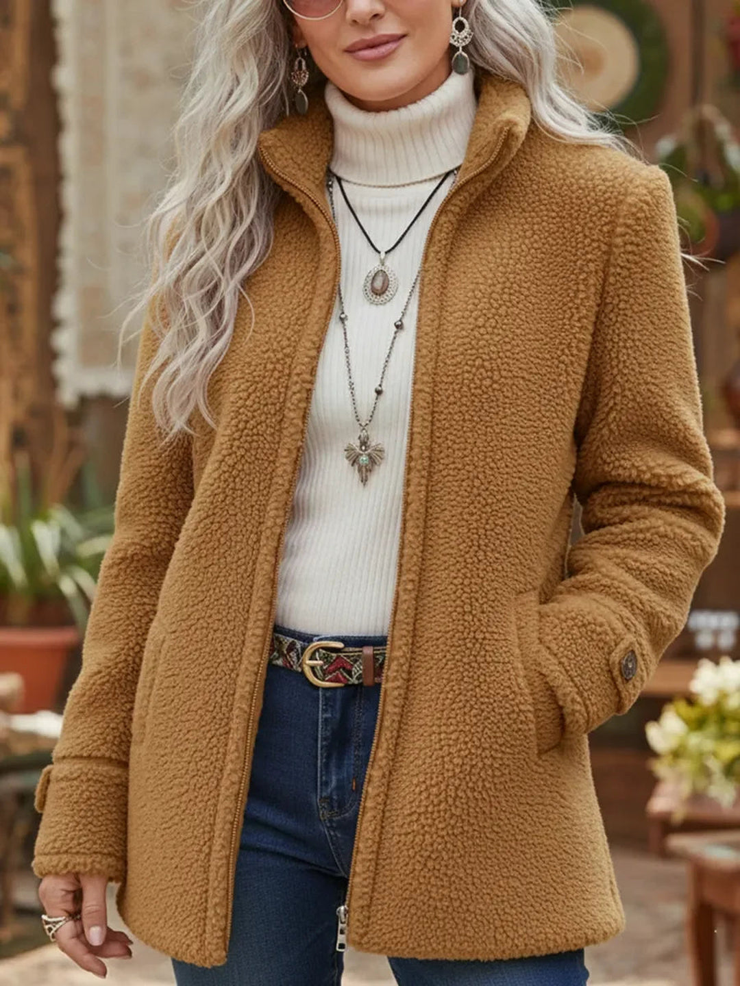 Rosalind | Full-Zip Lambswool-Feel Stand Collar Jacket
