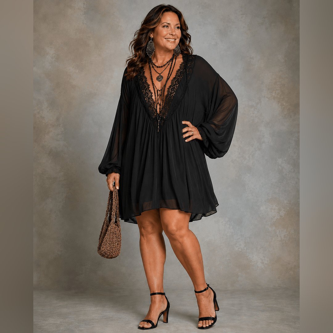 Birgitte | Black Chiffon Halter Mini Dress