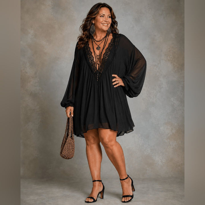 Birgitte | Black Chiffon Halter Mini Dress