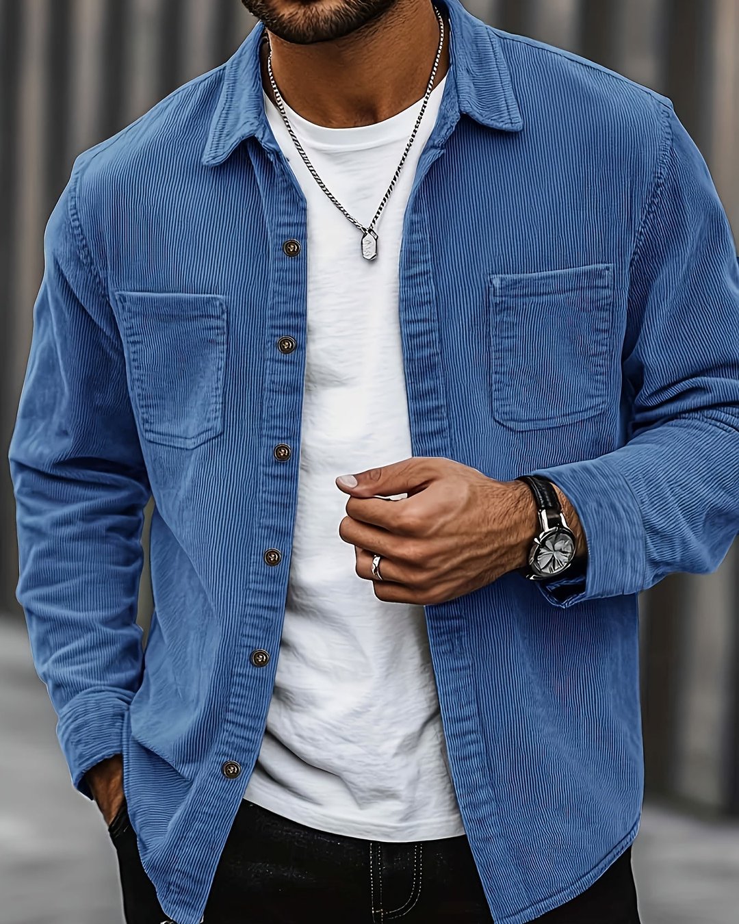 Indigo | Ribbed Textured Overshirt