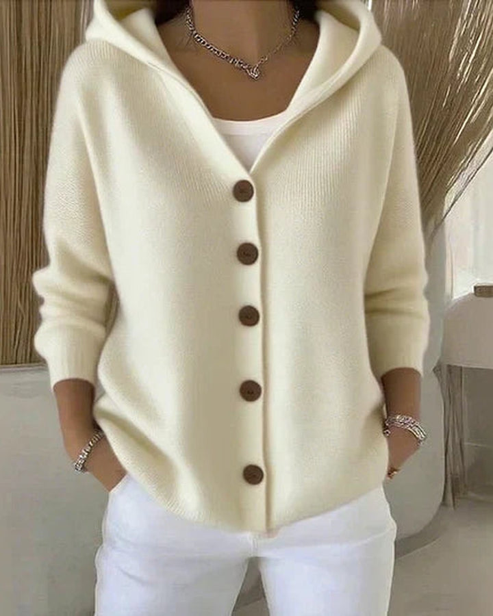 Evadne | Hooded Button-Up Knit Cardigan
