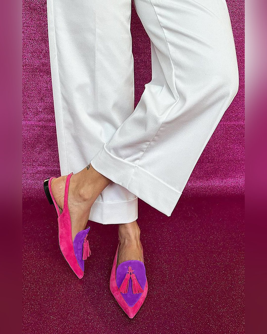 Diona | Fringe Ballet Flats with Ankle Strap