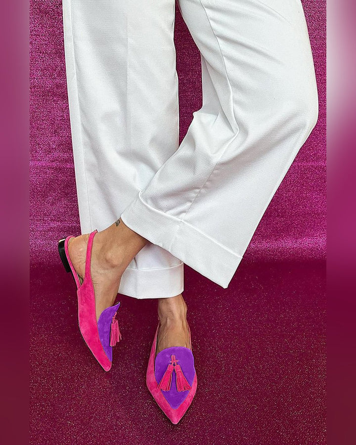 Diona | Fringe Ballet Flats with Ankle Strap