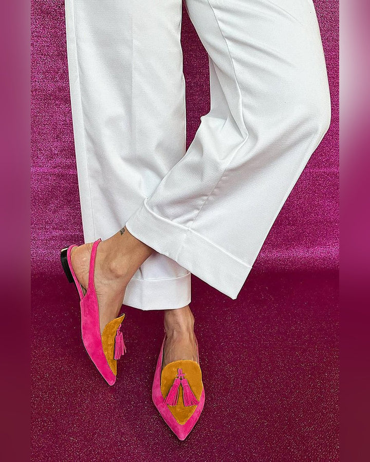 Diona | Fringe Ballet Flats with Ankle Strap