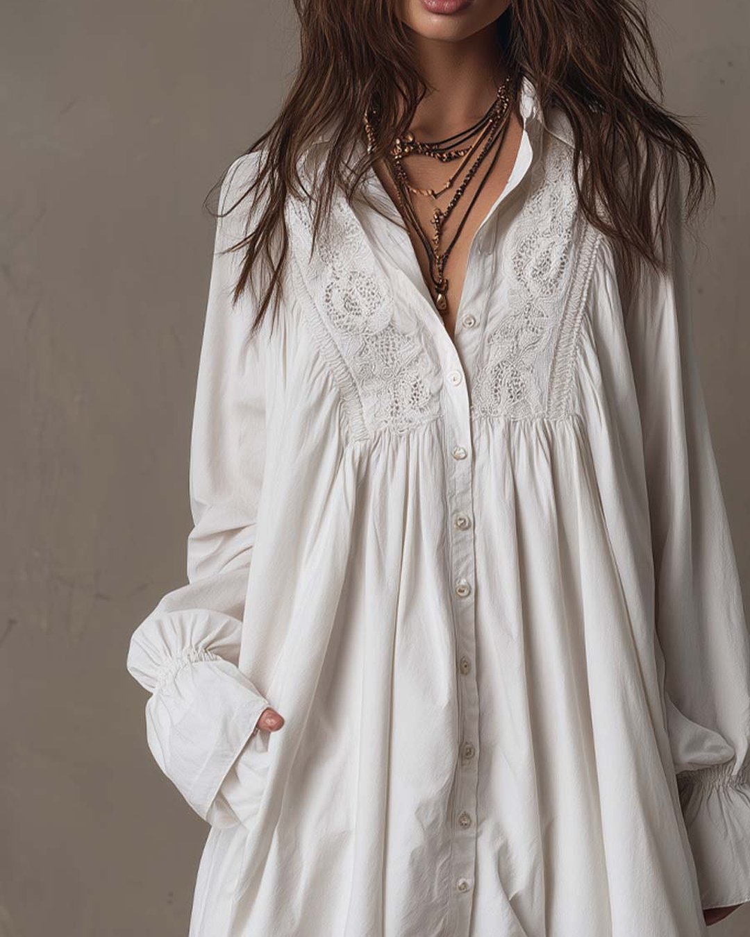Katerina | Lace Shirt Mini Dress