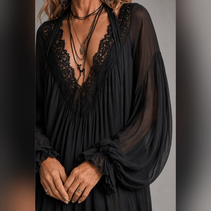 Birgitte | Black Chiffon Halter Mini Dress
