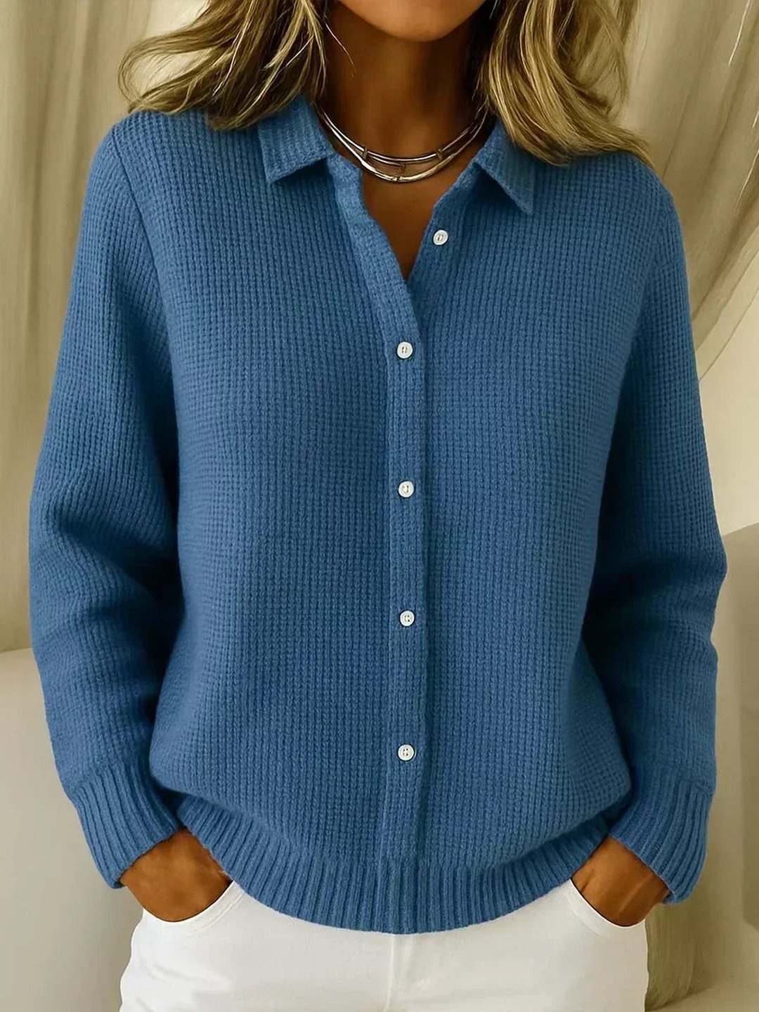 Theodosia | Textured Knit Button-Up Cardigan