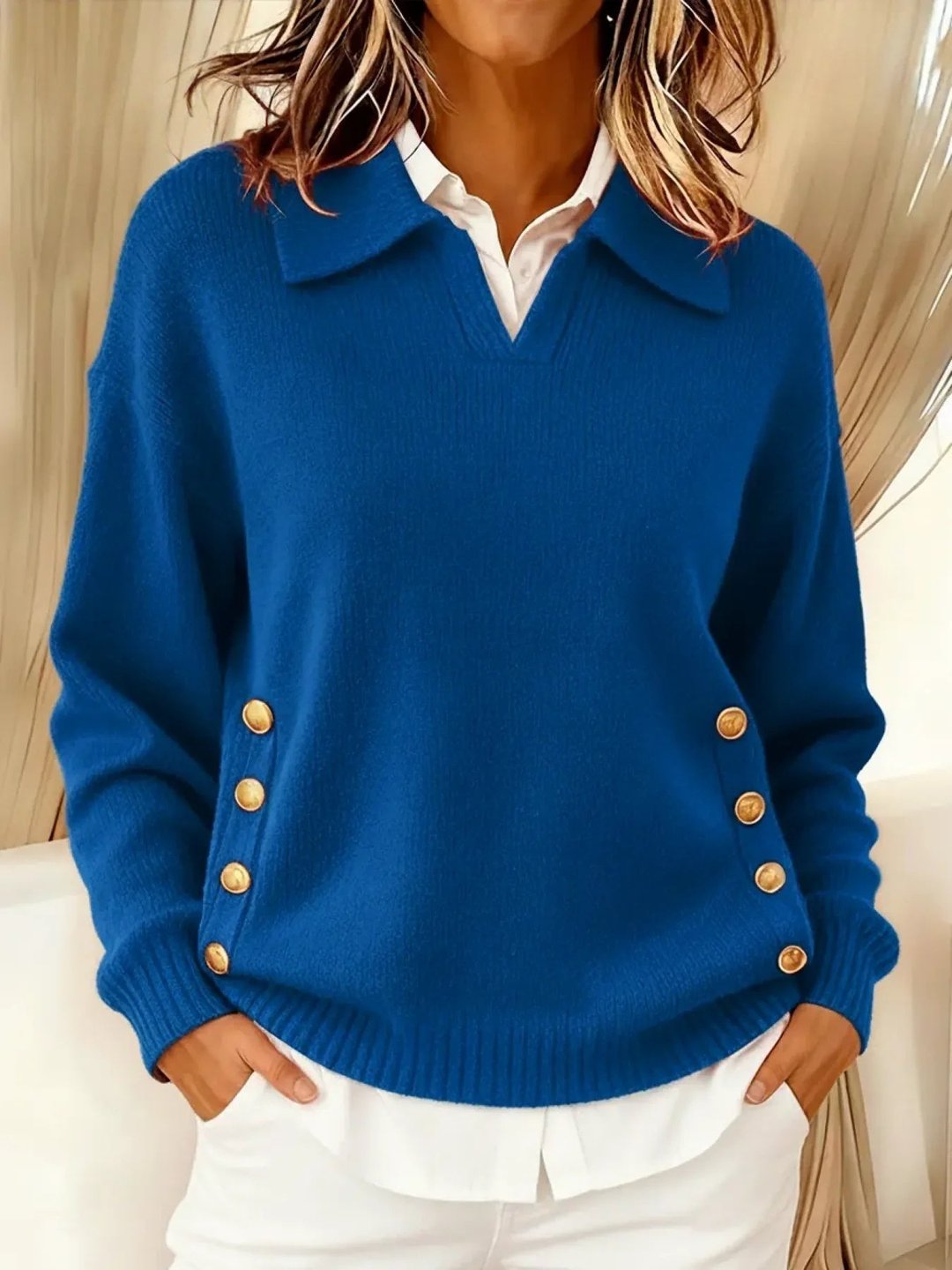 Elgiva | V-Neck Sweater with Collar