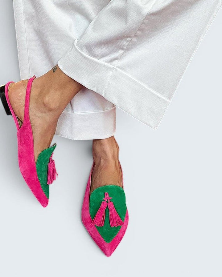 Diona | Fringe Ballet Flats with Ankle Strap