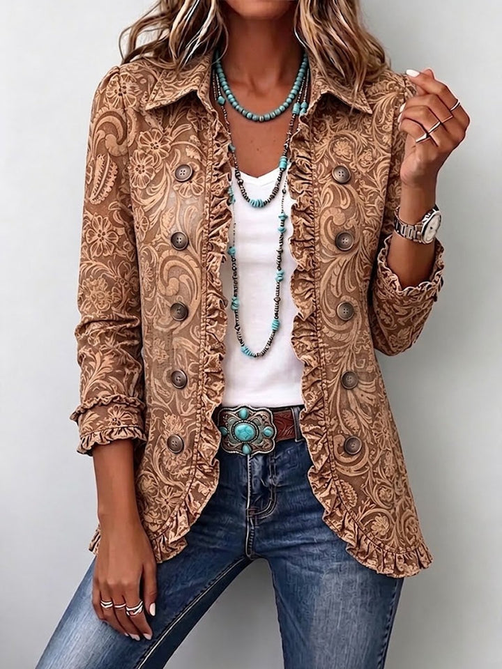 Rosa | Vintage Bohemian Floral Print Ruffled Jacket