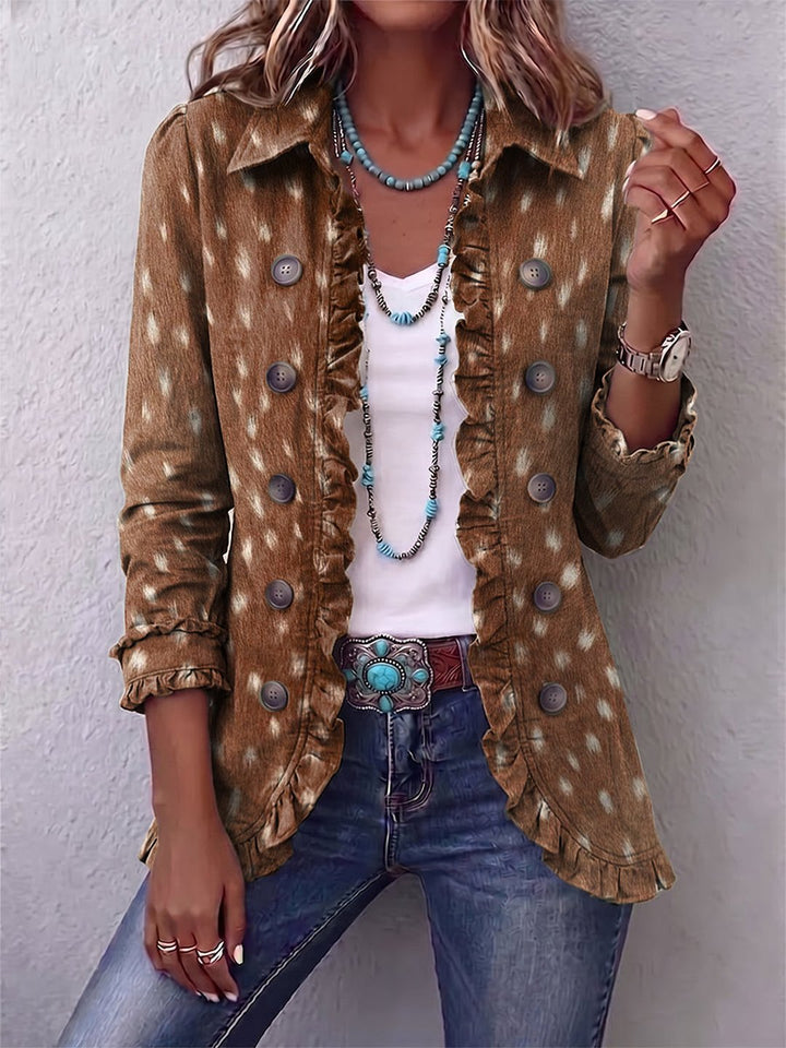 Kirsten | Bohemian Animal-Print Ruffled Jacket