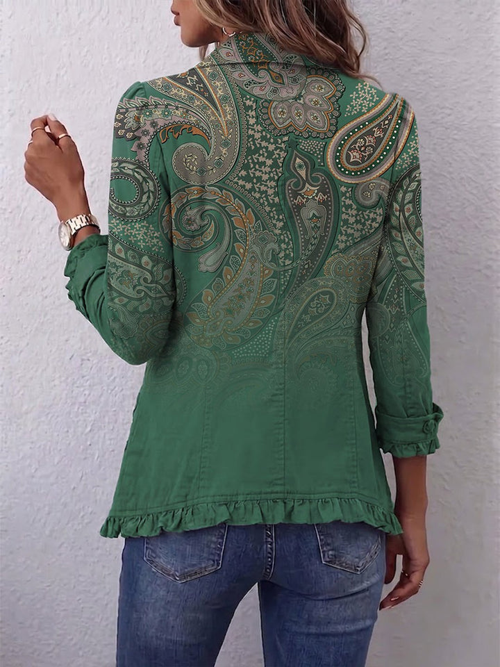 Dotty | Bohemian Paisley Print Ruffled Jacket