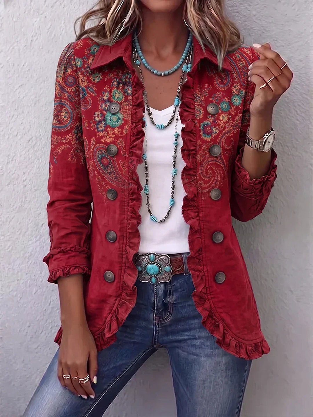Rosamund | Bohemian Paisley Ruffle Jacket
