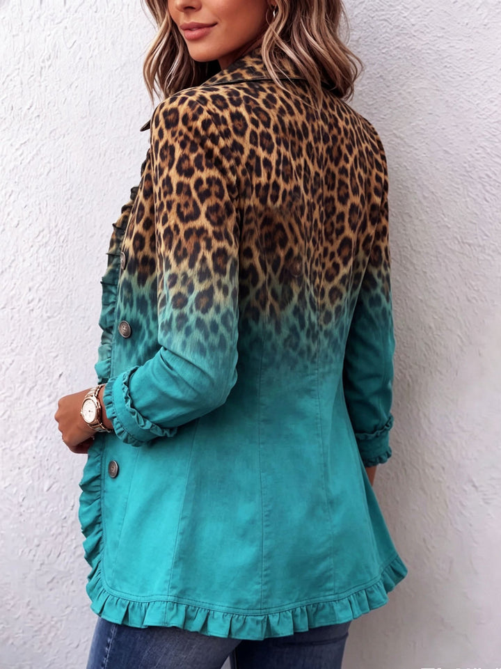 Briony | Leopard Ombre Ruffle Blazer Jacket