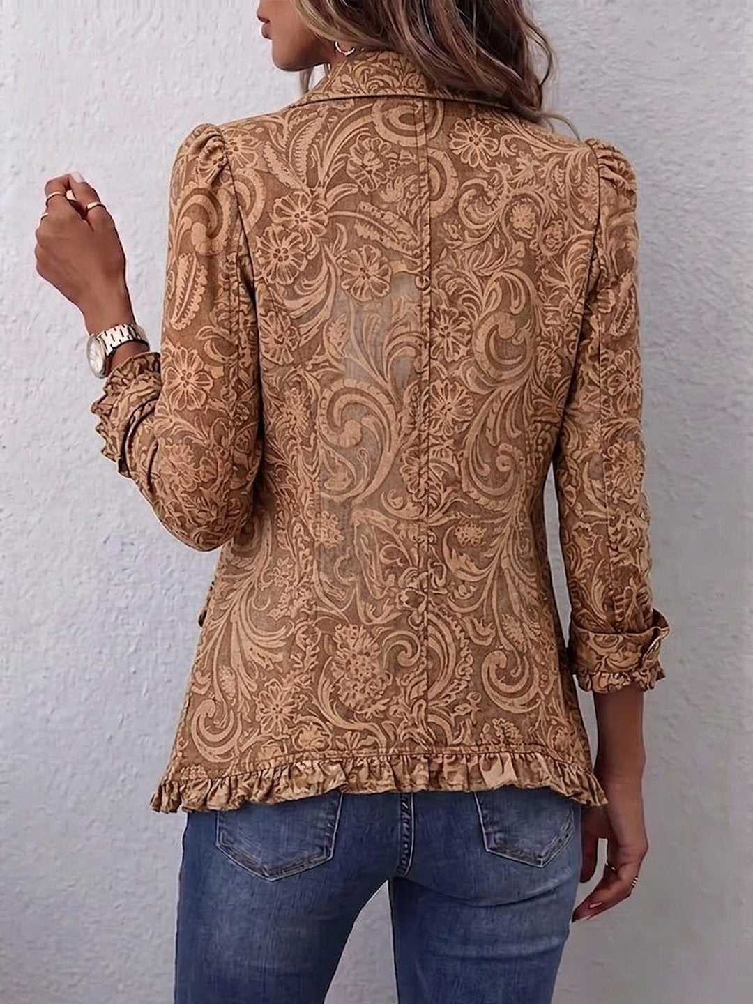 Rosa | Vintage Bohemian Floral Print Ruffled Jacket