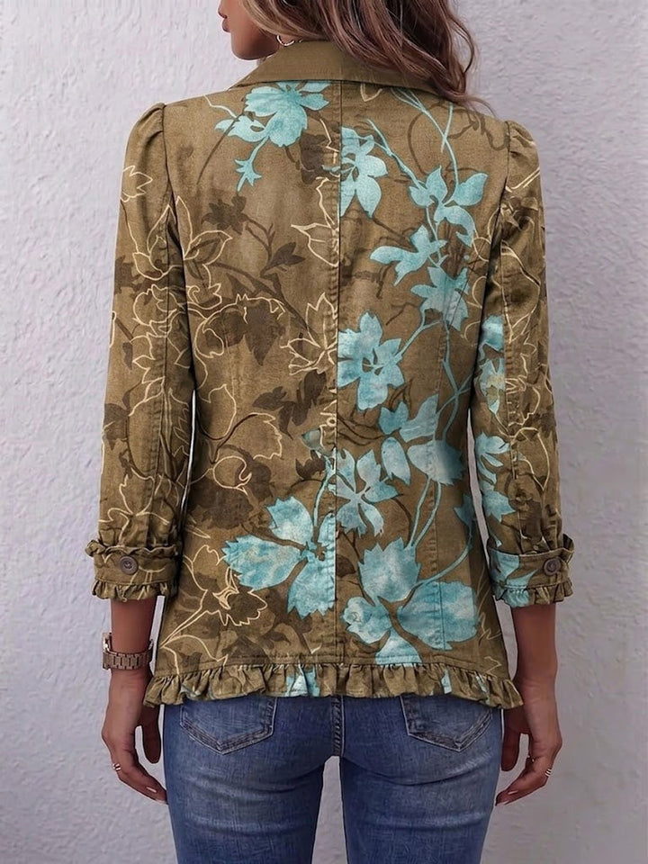 Dinah | Boho Gradient Vintage Floral Ruffle Jacket