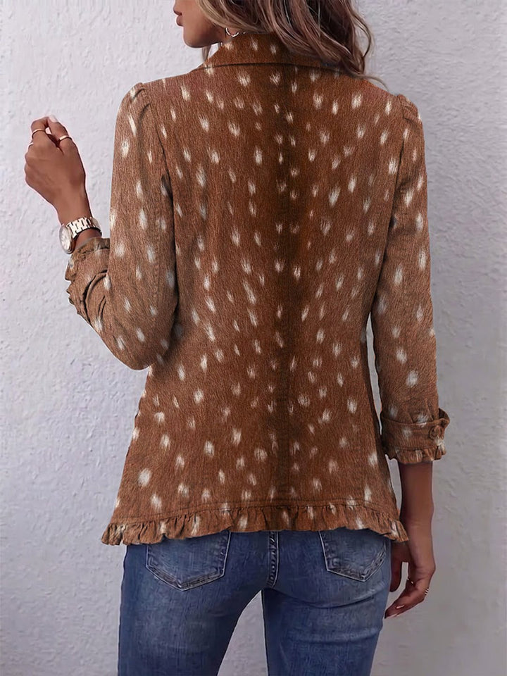 Kirsten | Bohemian Animal-Print Ruffled Jacket