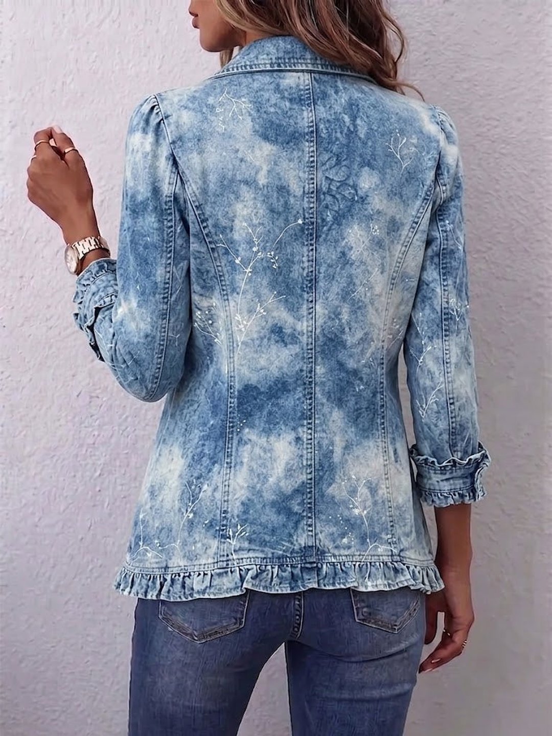 Kelly | Botanical Print Ruffle Jacket