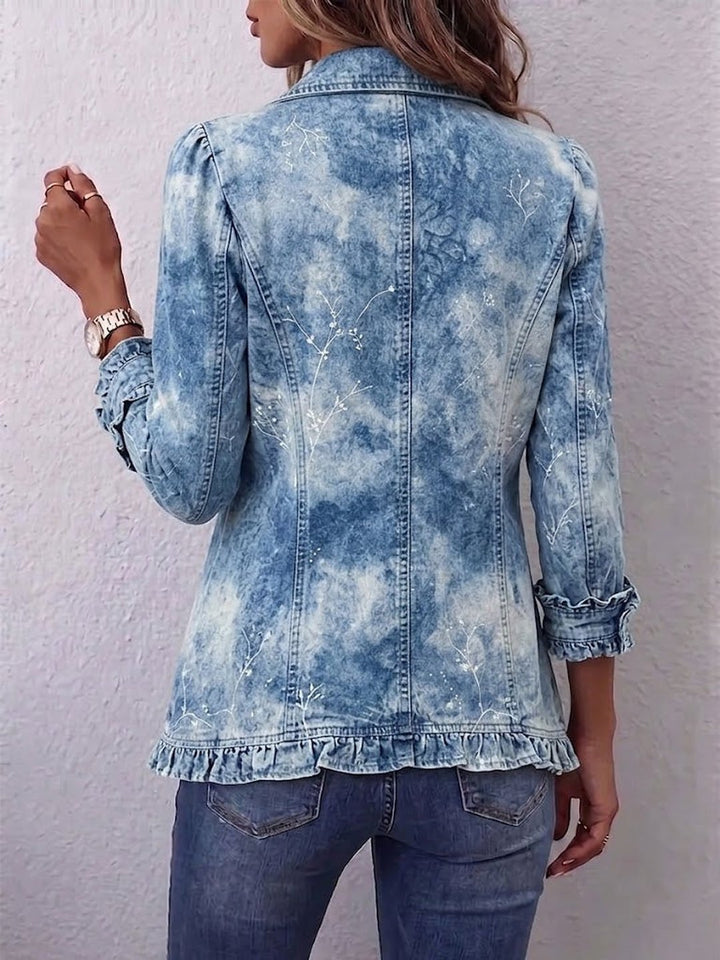 Kelly | Botanical Print Ruffle Jacket