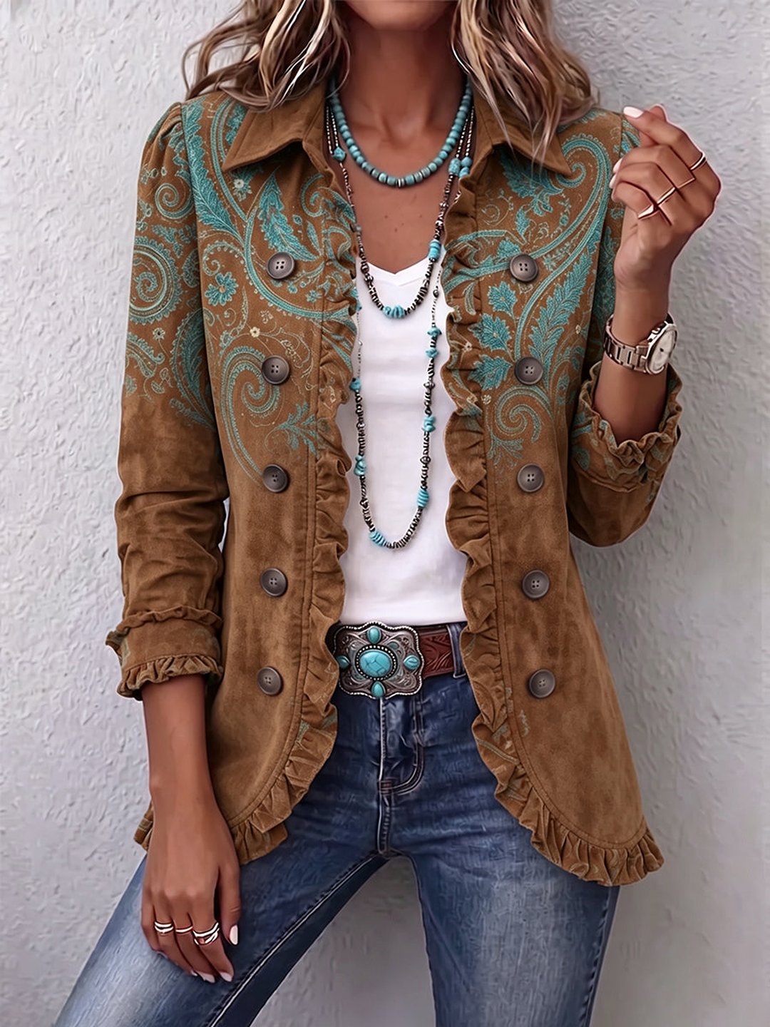 Rosie | Paisley Print Ruffle Jacket