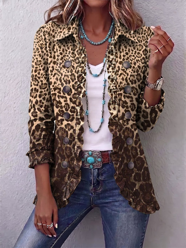 Kimberley | Leopard Print Ruffled Jacket