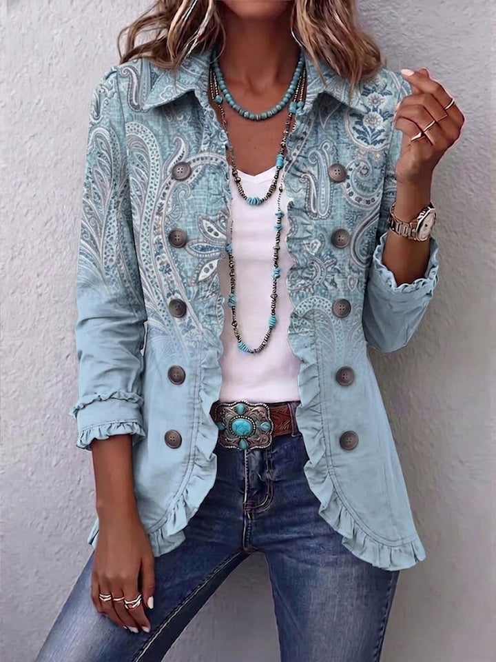 Deirdre | Vintage Paisley Print Ruffled Jacket